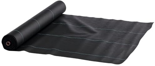 Outsunny Toile de Paillage 100 x 2 m Résistant aux Déchirures PP Noir | Géotextile de Paillage Contre les Mauvais Herbes, Conditions Climatiques Extrêmes
