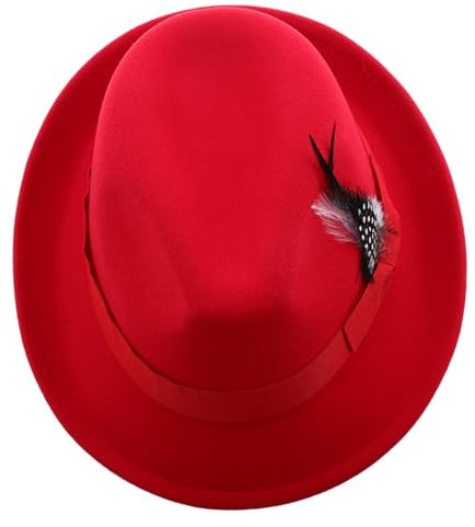 WOFASHPURET Klassischer Fedora Hut Filz Mit Stilvollem Design Rot Für Partys Hochzeiten Und Dates Warm Und Elegant Perfektes Accessoire Für Modebewusste