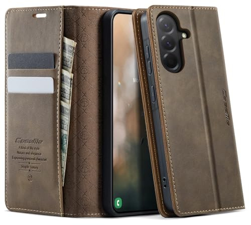 KZB für Samsung Galaxy A56 5G Hülle, Magnet Leder Klapphülle RFID Schutz | Retro PU Leder, 2 Kartenfach, Standfunktion, Stoßfest, Flip Case, Handyhülle für Galaxy A56 6,7'', Braun
