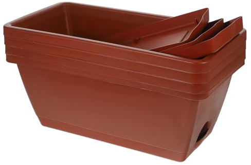Milisten Maceta Rectangular para Plantas de Exterior 4 Piezas Plástico para y Contenedor con Drenaje Macetas Reutilizables