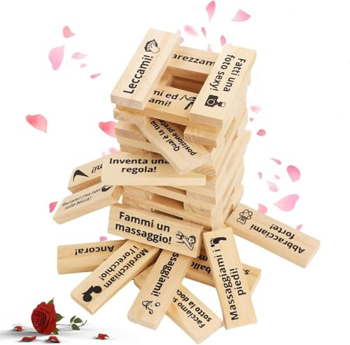 Vauki Italiano Gioco Super Naughty Block Tower - Giochi di Coppia Lust Tower,Erotiici Coppie per Adulti, Giochi hot per coppie adulti,48 pezziNEW3
