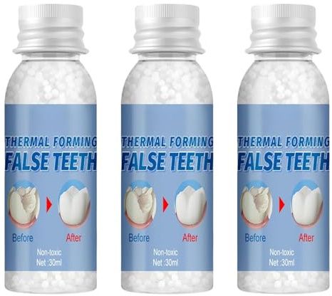 Otturazione dentale temporanea, kit di riparazione per otturazioni dentali, perline per la riparazione dei denti, kit per la sostituzione dei denti mancanti (3pcs)