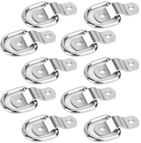 Jesustree Anillos de Amarre INOX, 10 Piezas Gancho de Anillo D de Amarre, Anclajes de Amarre de Alta Resistencia, Montaje Anillas para Furgonetas, Cargas Remolques Flecht Lastwagen