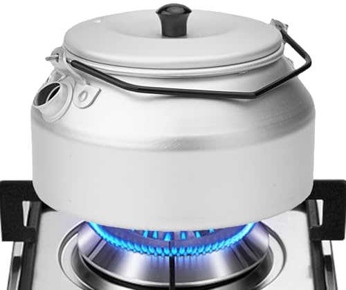 Camping-Wasserkocher für offenes Feuer, 1 l Aluminium-Legierung, Teekessel für Camping, Küche, Kochgeschirr, tragbarer Topf mit Griff für Wandern, Rucksackreisen, Picknick, Garten