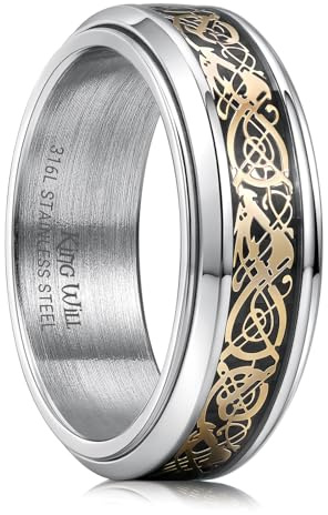 King Will 316L Stainless Steel Spinner Rings-8mm Celtic Knot Fidget Ring Stress Relieving Anxiety Ring Comfort Fit Size V 1/2 (11)