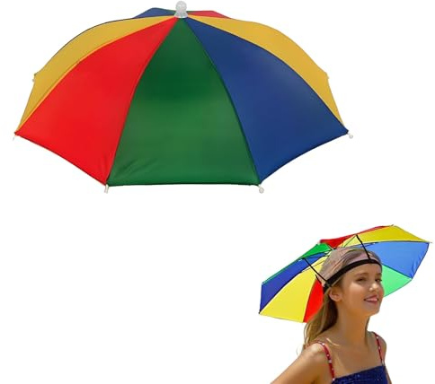 dinghaole Tragbarer Regenschirmhut für Erwachsene – leichter (80 g) Sonnenhut mit elastischem Band, Wassermelonen-Farbe, 32 cm Durchmesser, ideal zum Angeln, Wandern, Outdoor-Aktivitäten