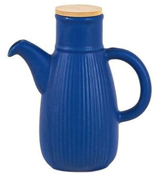 XYUERU Keramik-Olivenölspender,Vintage Öl Flasche Essigspender | Olivenöl Behälter zur Aufbewahrung in der Küche, Flaschenbehälter Ausgießer Staubdicht Sauce Cruet(Blue,450ML)
