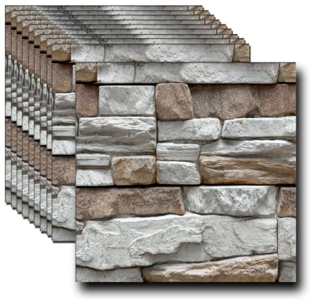 3d wandpaneele selbstklebend Tapeten 3D-Wandpaneele fürPVC für Wohnzimmer, Kamin, Schlafzimmer 10 Stück 30 x 30 cm. (Grauer Stein)
