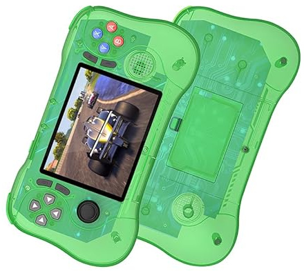Consola de juegos retro, consola de videojuegos portátil con pantalla IPS de 3.5 pulgadas y 800 videojuegos clásicos precargados, mini consola de juegos retro de mano (verde)