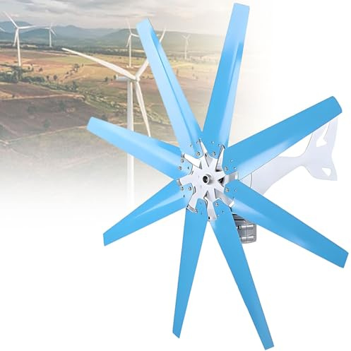 ByBoDi Kit generatore di turbina eolica da 20000 W, Kit Mulino a 8 Pale con regolatore di Carica, Kit generatore di turbina eolica con 8 Pale, generatore di Mulino a con 8 Pale 24V-Blue