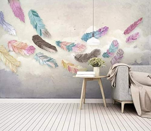 Retro Abstrakte Bunte Federn Kunst 3D Tapete Mit Einfacher Anbringung Büro Wohnzimmer Sofa Schlafzimmer TV Hintergrund Wanddekoration-400cm×280cm