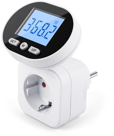 Stromzähler für Steckdose 8 Modi, 180° Rotbarer Stromverbrauchsmesser mit Groß LCD, Strommessgerät Steckdose Energiekostenmessgerät Hinterleuchtete Weiße Ziffern, Leistungsmesser Strommesser Wattmeter