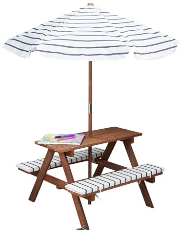 Spetebo Picknicktisch aus Holz ab 2 Jahren - 75 x 75 cm