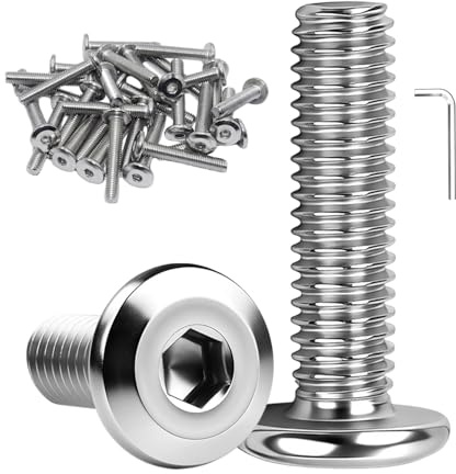 Jiahezhi 30 Stück Flachkopfschrauben Innensechskant M5 x 30 mm Schrauben | Innensechskant Antrieb Schrauben, A2 V2AEdelstahlschrauben, Vollgewinde, mit Innensechskantschlüssel für Möbelherstellung