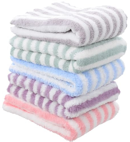 NUOBESTY Couvertures en Polaire Corail Légères Lot de 5 Serviettes de Bain Hamster Douces Séchage Rapide Literie et Couchage pour Petits Animaux