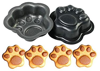 2 pcs Cat Dog Paw Shaped Metal Mould Sugarcraft Baking Tray Bakeware Pan Cookie Mold Fondant Chocolate Cake Tin Decorating Tool DIY Kitchen Supplies