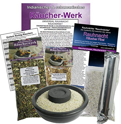 RAUHNÄCHTE: RAUHNACHT UNIVERSAL Räucherset 8-TLG. ENERGETISCHE HAUSREINIGUNG für RAUHNÄCHTE + REINIGUNGSWEIHRAUCH zum KEHRAUS/DREIKÖNIGE. 2 x Räuchermischungen + ZUBEHÖR + Rauhnachtfibel. 81188 RWR-S