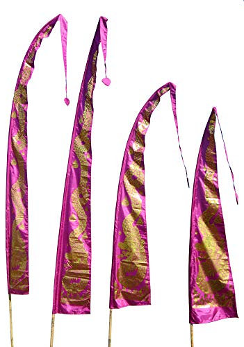 DEKOVALENZ - Drachenfahnen-Stoff GOLD DRAGON mit herzförmiger Spitze, versch. Farben + Längen, Fahnenlänge:5 Meter, Farbe:purpur