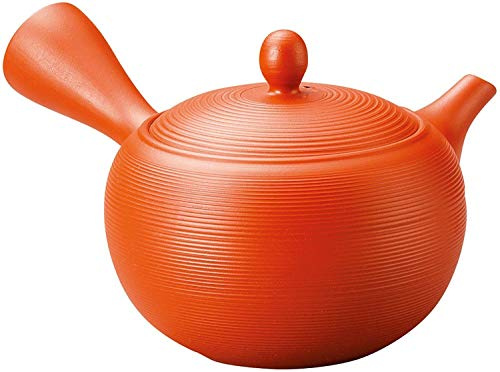 Teiera giapponese Kyusu Tokoname fatta a mano in argilla 11,8 Onces Tomisen Red L104 (confezione singola) (confezione da una confezione)