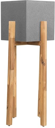 Beliani Fioriera in Cemento Sintetico Grigio Base in Legno Quadrata 30 x 30 cm