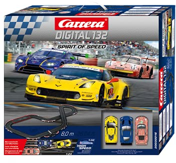 Carrera Digital 132 I Spirit of Speed Rennbahn-Set | Rennbahnen und lizensierte Slotcars | bis zu 6 Spieler | Für Jungs & Mädchen ab 8 Jahren & Erwachsene