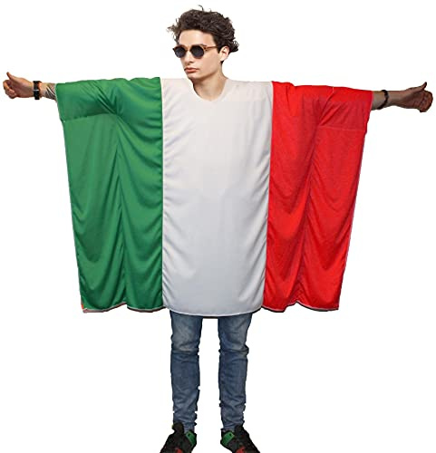Adults National World Flag Country Themed Poncho Patriotic Sports Supporters Fancy Dress [Italy]