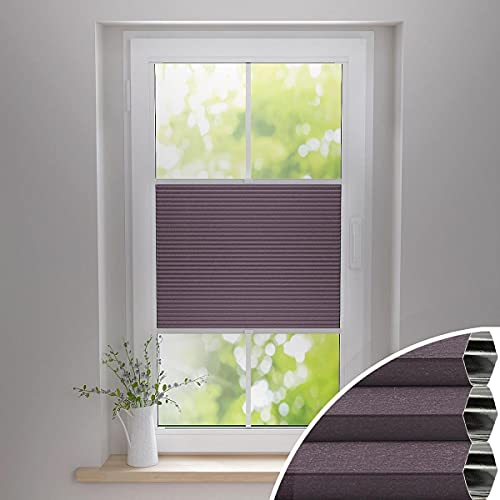 Gardinen21 Thermo Wabenplissee ohne Bohren | Waben-Plissee Klemmfix | Plissee 105x130 für Türen & Fenster | Sonnenschutz, Sichtschutz, Schallschutz, 100% Verdunkelung