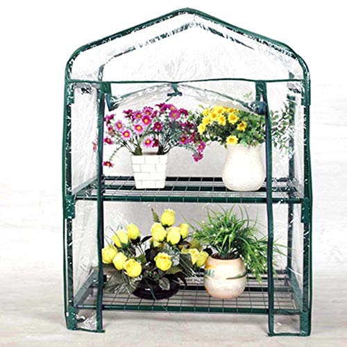 HYLYING 2 Tier Mini Greenhouse Cover Replacement, 69x49x92cm Portable Transparent PVC Small Hot House Cover with Zippered Greenhouse Tent for Plants (No Frame)