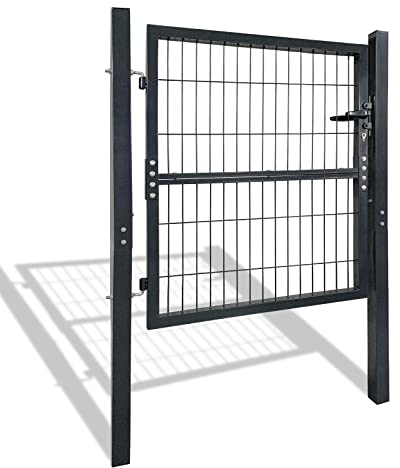 NAIZY Puerta de jardín de metal, Puerta de acero galvanizado fuerte - Rejilla de ondas individuales (100x100cm)