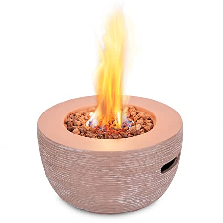 Blumfeldt Vitina Gas-Feuerstelle, Heizstrahler & Feuerstellen 40.000BTU/13kW, Feuerstelle mit Abdeckung Edelstahlbrenner, Heizstrahler Gas, Creme