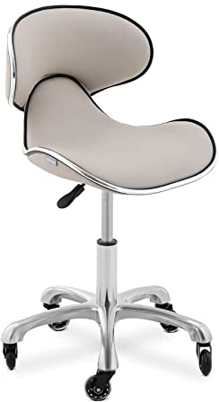 Physa Physa Bochum Gray Rollhocker mit Lehne Rollhocker Drehhocker Drehhocker mit Rollen Kosmetikhocker