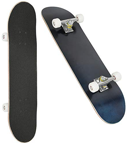 Complet Skateboard 31 Pouces - 7 Couches de Bois D'érable, Pré-Assemblé, Longboard Avec Roulement ABEC-9 Pour Ado Adultes (Bleu Foncé)