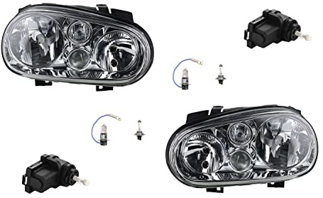 Johns, Scheinwerfer passend für VW Golf IV 1997-2003 Satz + H7 H1 H3 L R. m. Stellmotor