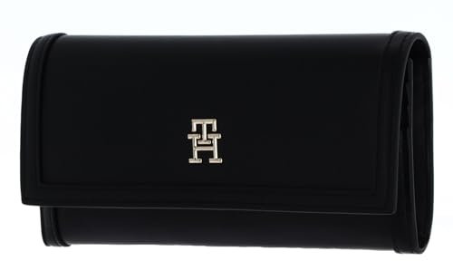 Tommy Hilfiger Damen TH City COMPACT L Flap Wallet AW0AW15747 Geldbörsen, Schwarz (Black)