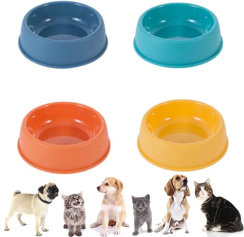 Cat Bowls - 4-Pack of Small Plastic Cat Feeding Bowls