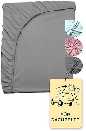 Adventure Xperience Dachzelt Zubehör Spannbettlaken 240x160 - kuscheliges Mikrofaser Spannbetttuch, Bettlaken für Dachzelte 160-165 * 220-240 Überlänge: Grau, 160x240