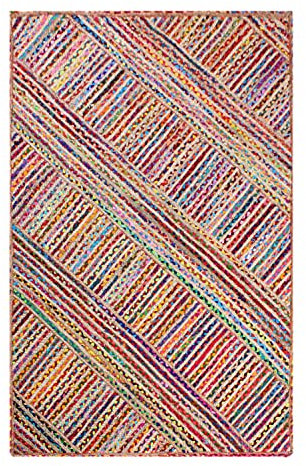 Rechteckiger Teppich, 3 x 4,6 m, mehrfarbig, geflochtene Chindi-Baumwolle, Jute-Teppich, geometrischer Kelim-Teppich, für drinnen und draußen, Teppich, Flachgewebe, Teppiche für Schlafzimmer,