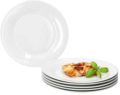 MamboCat Tommy - Set di 6 Piatti Piani, Ø 24 cm, in Porcellana Bianca per 6 Persone, Grandi per Pasti Principali, Grigliate & Co. I per Colazione, Pranzo, Caffè e Pane