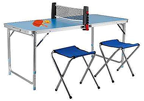 WAGLOS Campingtisch Aluminium Klapptisch Tragbar Höhenverstellbarer Beistelltisch Tischtennis-Set Mit Tischtennisplatte Und Schläger 152 X 76,2 X 76,3 cm, Blau,Blau
