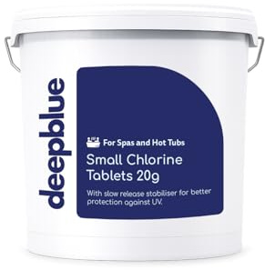 Deep Blue Pro - Mini tabletas de Cloro estabilizadas de 20 g, 10 kg, liberación Lenta, 10 kg, Fabricadas en el Reino Unido, para Piscina, SPA, Cuidado del Agua para Regular