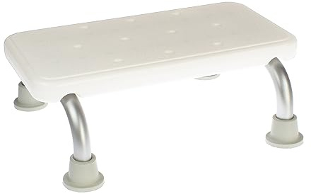 Generic Badschemel A050101-00 ca. 41,5 x 22,5 cm Badhocker Duschhocker Duschstuhl Duschhilfe Badestuhl Sitz in Weiß aus Aluminium und Kunststoff mit Ablauflöchern, belastbar bis 110 kg