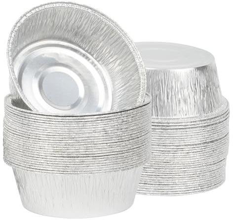 60PCS Classic Aluminium Disposable Round Baking Bowls Pie Plate Foil for Air Fryers Baking Cooking Storage Roasting