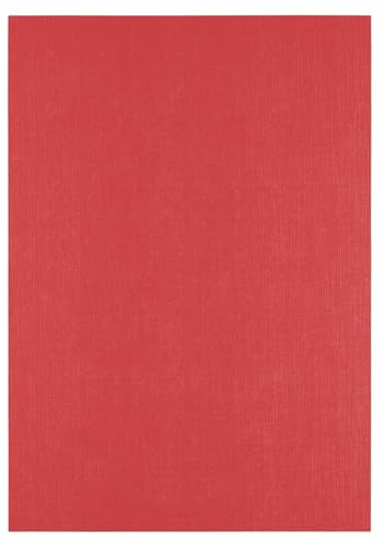 Florence Tonkarton A4-10 St. mit Leinen Struktur Poppy (Rot) 250 g - Scrapbooking Bedarf und Bastelpapier für Kartenbasteln, Scrapbooking und Journaling - Reißfest Buntpapier