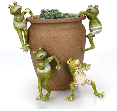 Romeo-Ton Gartenfrösche Statuen, Blumentopf-Aufhänger, Dekorationen, kreative 3D-Bastel-Frosch-Figuren, Kletterdekoration, Tierornamente für Büro, Schreibtisch, Zuhause