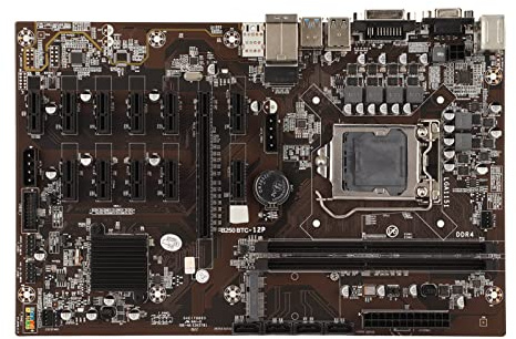 Garsent Mining-Mainboard, Unterstützt 12 PCIE-Ports, 4 SATA3.0 M.2-Hochgeschwindigkeitsschnittstellen, DDR4-Speicherbeschleunigungs-Engine, Unterstützt Bis zu 16 G, PC-Motherboard für