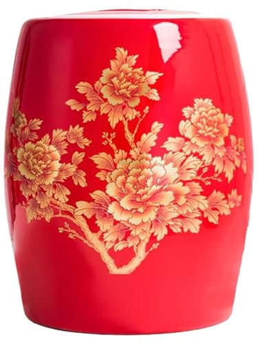 Ceramic Food Storage Jar Rice Storage Container Grain Storage Bin Ceramic Rice Bucket Rice Storage Box Sealed Rice Bin Cereal Rice Container for Kitchen(Red,5KG)