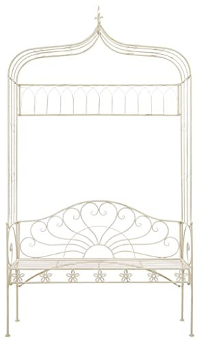 ULUYYUC Bierzeltbank Bank Balkon Balkonbank Kleiner Balkon Garden Bench - Gartenbank 122 cm Eisen Antik Weiß für Garten Terrasse Parks Innenhof