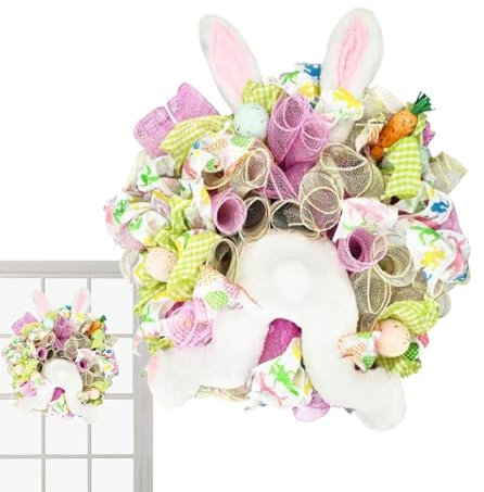 Osterkranz Mit Hase Und Eiern Dekorativer Türkranz Wandkranz Mit Ostereier Osterdeko Osterhasenkranz Für Die Haustür Osterdekoration Zum Aufhängen Frühlingskranz Für Wanddekoration