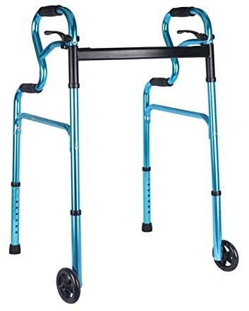 Deambulatore Per Anziani, Pieghevole Con 2 Ruote Supporto Per Camminare, Regolabile In Altezza In Alluminio,Carrello Rollatore Antiscivolo,Deambulatore Da Interno, Fino A 120 Kg