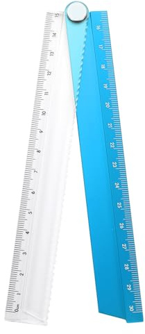 sourcing map Righello pieghevole dritto 30 cm in lega di alluminio goniometro pieghevole righello angolare geometrico strumento di misurazione per architetti artisti ufficio, blu